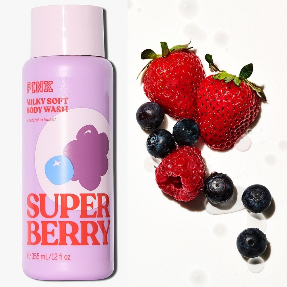 PINK Victoria's Secret Super Berry Milky Soft Fragrance Body Wash 12oz NEW